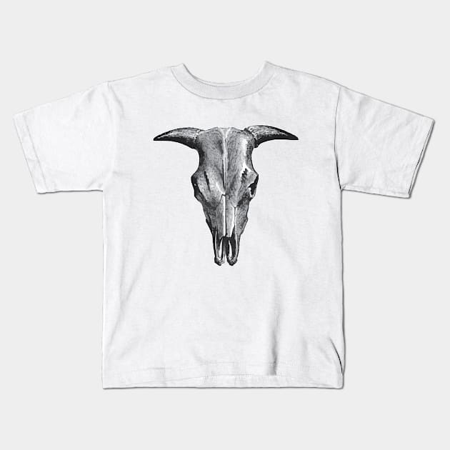 Livestock Cow Skull Head Picture Kids T-Shirt by KC Happy Shop